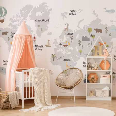 Fototapet - Minimalist Map For Children S Room
