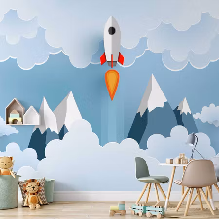 Fototapet - Rocket in the Clouds
