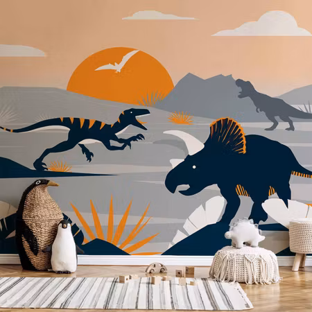 Fototapet - Last Dinosaurs with Orange Abstract