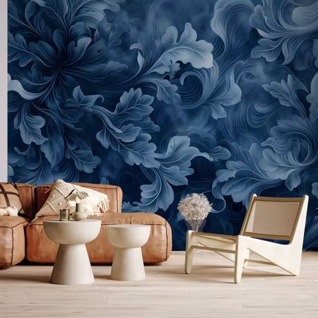 Fototapet - Abstract Ornaments Dark Blue Victorian
