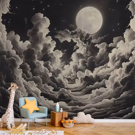 Fototapet - Moon and Stars Singing Among the Great