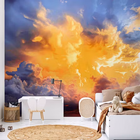 Fototapet - Beautiful Sunset Clouds in Warm Shades