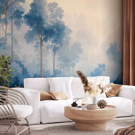 Fototapet - Landscape with Trees in Illustrative
