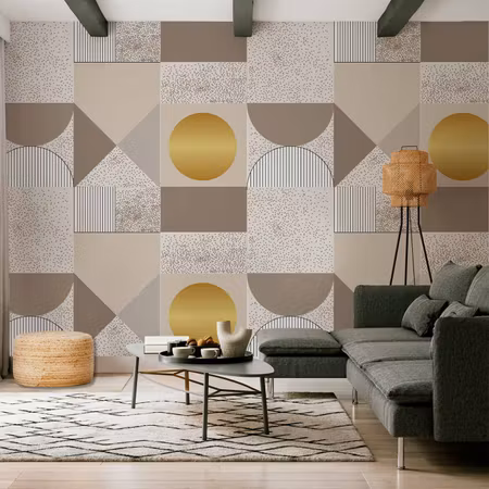 Fototapet - Beige and Gold Geometric Pattern