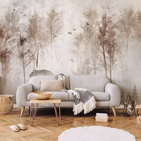 Fototapet - Among the Trees Landscape in Grey