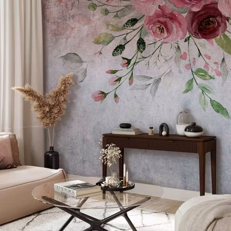 Fototapet - Summer Bloom Plant Motif with Flowers