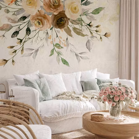 Fototapet - Summer Bloom Retro Floral Motif with