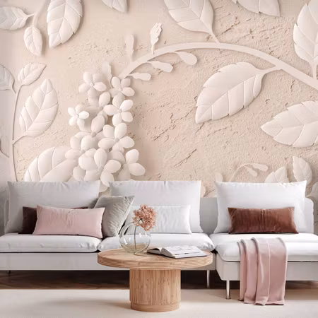 Fototapet - Paper Flowers Beige