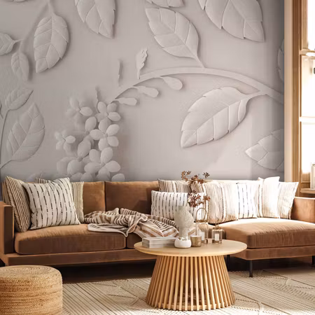 Fototapet - Paper Flowers Cream