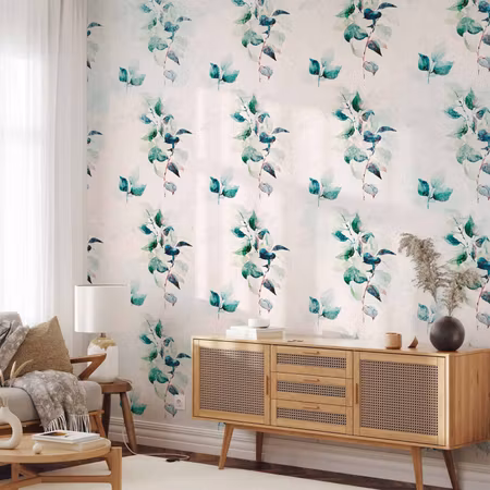 Fototapet - Mint Green Nature Solid Floral Pattern