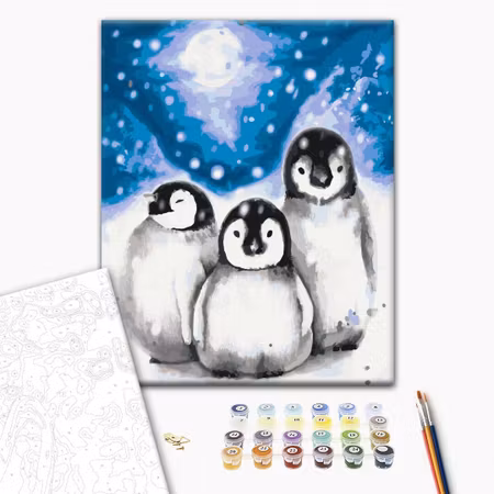 Måla efter nummer - Three penguins