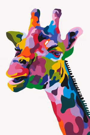 Måla efter nummer - Colourful giraffe