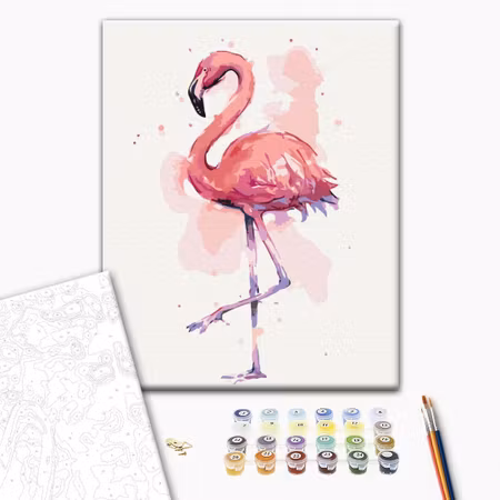 Måla efter nummer - Friendly flamingo