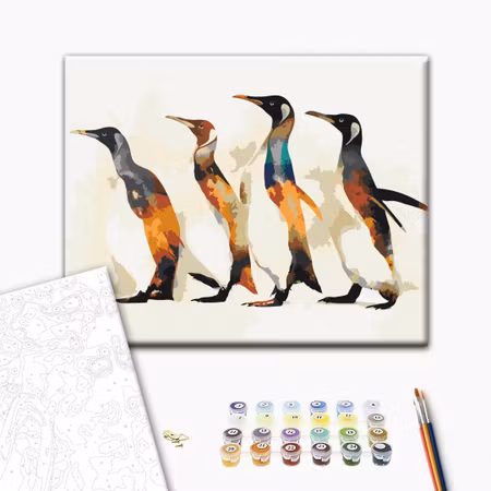 Måla efter nummer - Penguin family