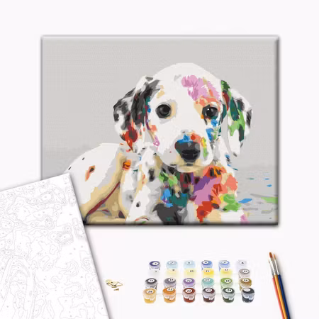 Måla efter nummer - Colourful puppy