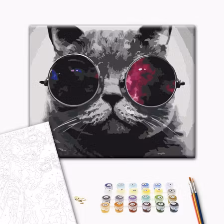 Måla efter nummer - Cat with glasses