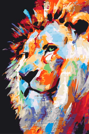 Måla efter nummer - Portrait of a colourful lion