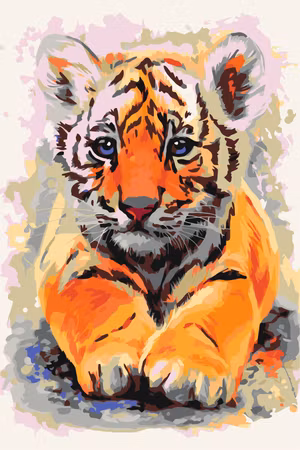 Måla efter nummer - Baby tiger