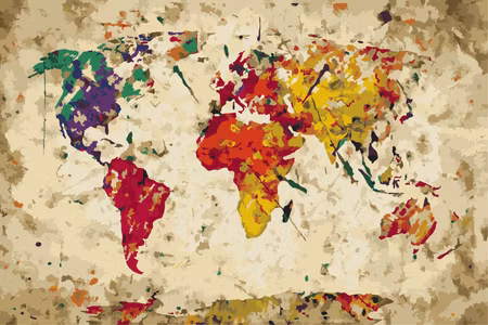 Måla efter nummer - World map colour splashes