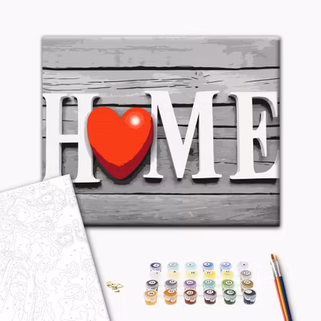 Måla efter nummer - Home with red heart