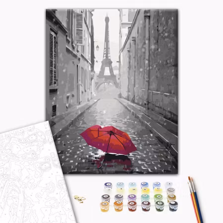 Måla efter nummer - Paris red umbrella