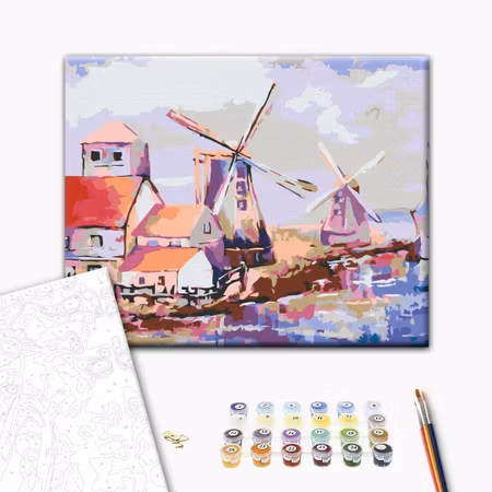 Måla efter nummer - Windmills landscape