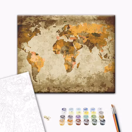 Måla efter nummer - Brown world map