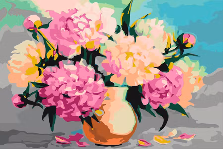 Måla efter nummer - Flowers in vase