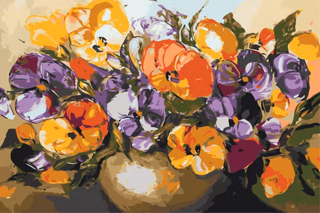 Måla efter nummer - Vase of pansies