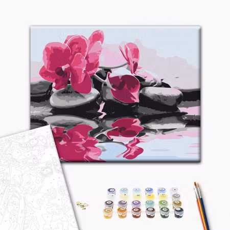 Måla efter nummer - Orchid with zen stones