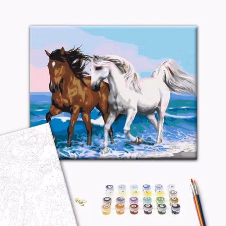 Måla efter nummer - Horses at the seaside