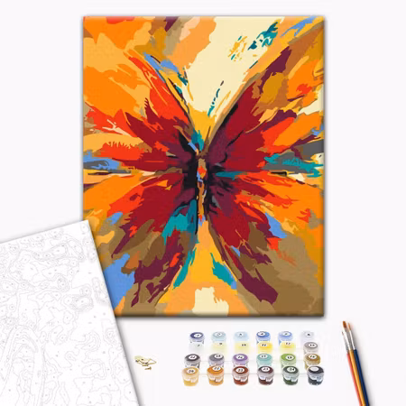 Måla efter nummer - Multicolored butterfly