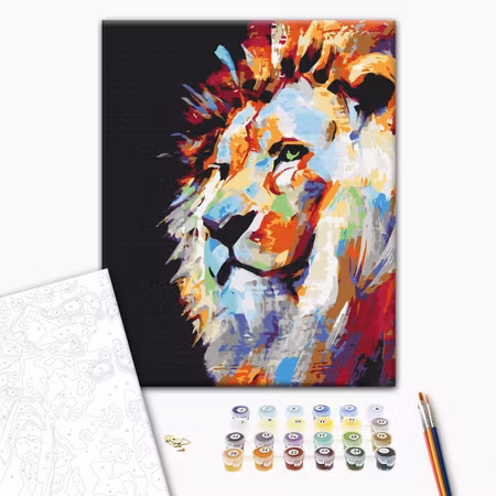Måla efter nummer - Portrait of a colourful lion