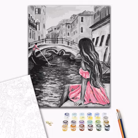 Måla efter nummer - Venice a girl in a pink dress