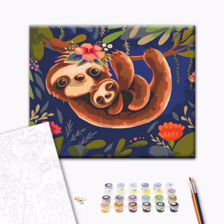 Måla efter nummer - Friendly sloths