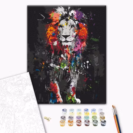 Måla efter nummer - Colourful animals lion