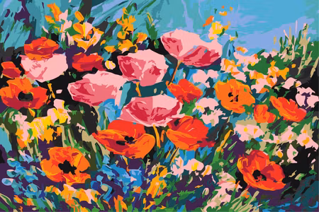 Måla efter nummer - Colourful meadow flowers