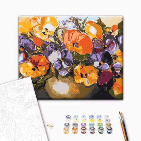Måla efter nummer - Vase of pansies