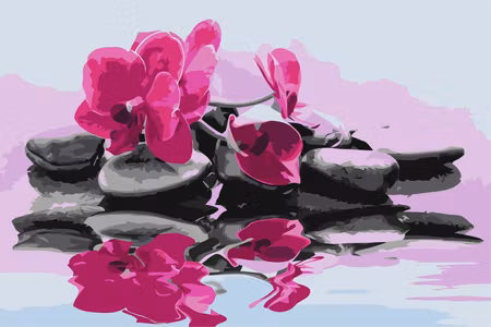 Måla efter nummer - Orchid with zen stones