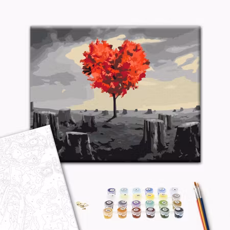 Måla efter nummer - Heart-shaped tree