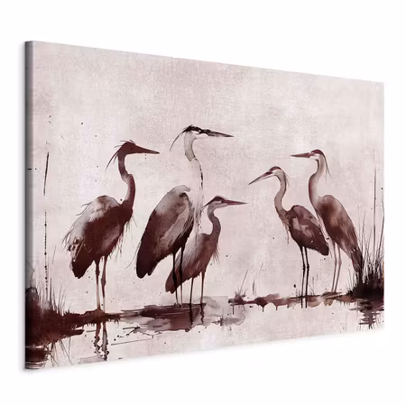 DIY canvastavla XXL - Herons painted with ink