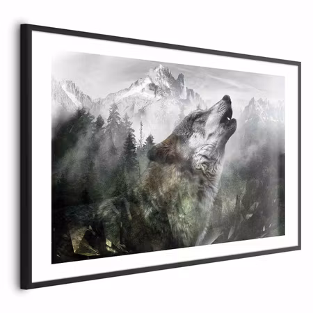 Poster med ram - Howling Wolf