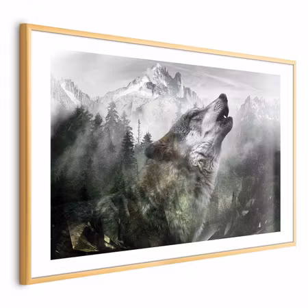 Poster med ram - Howling Wolf