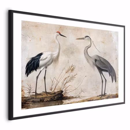 Poster med ram - Birds From an Old Engraving