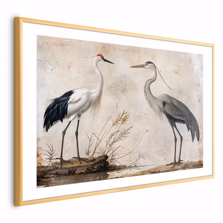 Poster med ram - Birds From an Old Engraving