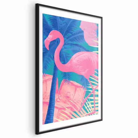 Poster med ram - Pink Flamingo