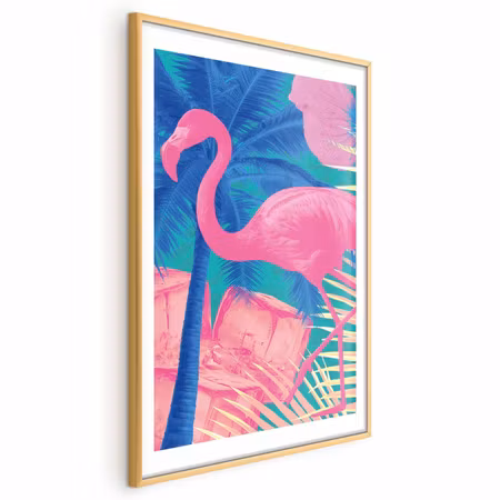 Poster med ram - Pink Flamingo