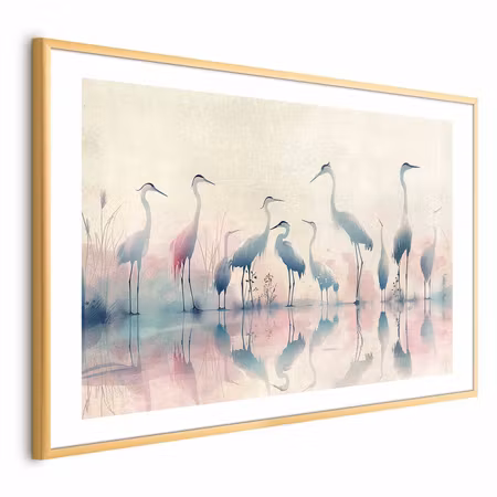 Poster med ram - Birds By the Lake