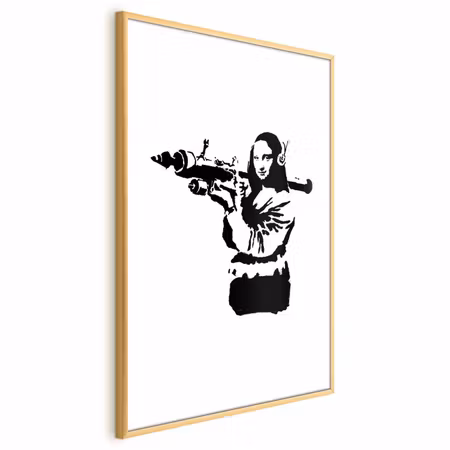 Poster med ram - Banksy Mona Lisa with Rocket
