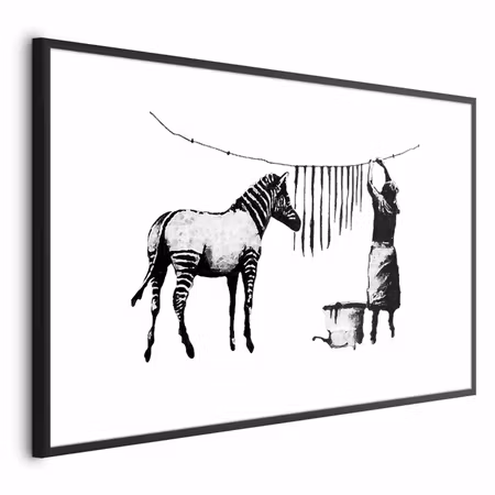Poster med ram - Banksy Zebra Washing